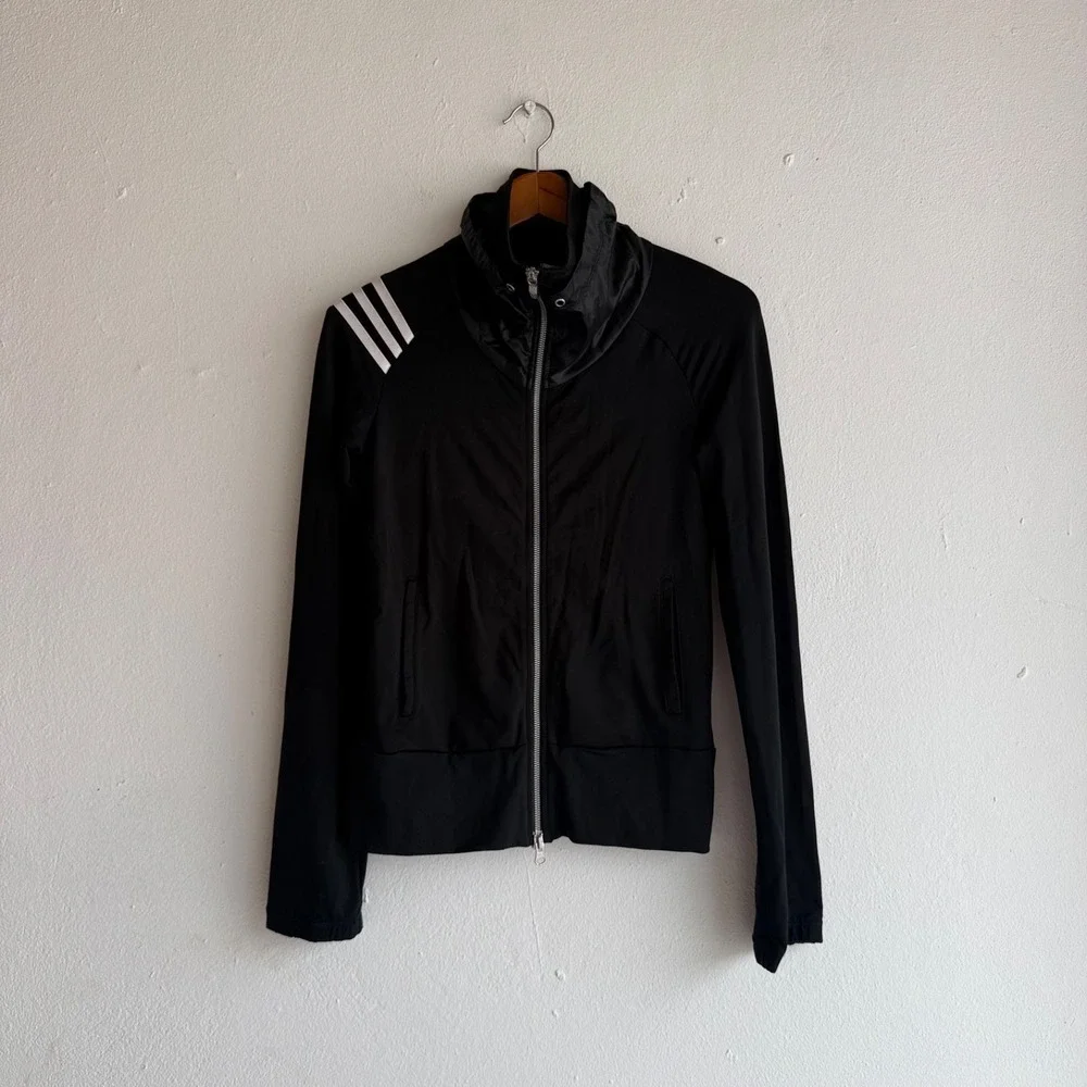 Adidas Climalite‎ Track Jacket Womens Size XS Black Full Zip Athletic Activewear